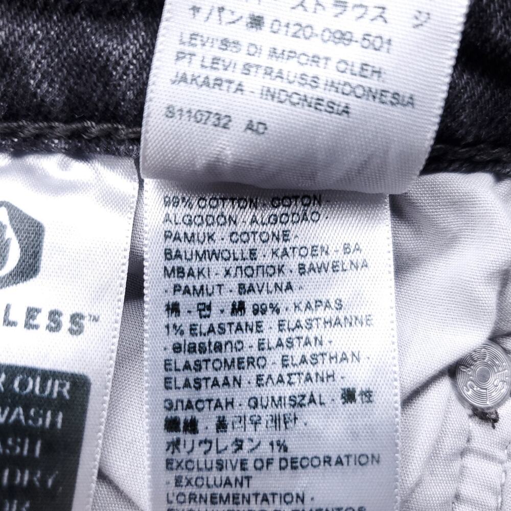 Levi's Premium Ribcage Straight Ankle Jeans Button Fly Stretch Women 28 Black - Picture 14 of 15